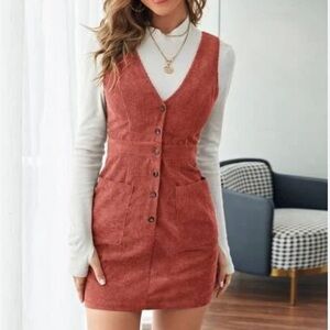 Monteau LA Corduroy Mini Dress NWT XS Preppy Fall Layered Look